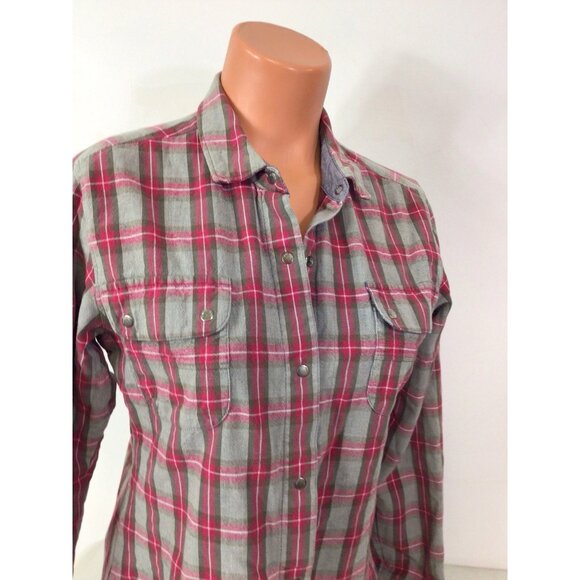 Horny Toad Plaid Shirt Snap Front Flannel Lined Womens Small - Picture 2 of 7